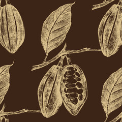 Materiał do szycia hand drawn cocoa beans seamless