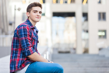 handsome young man outdoors