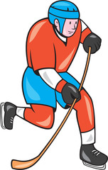 Ice Hockey Player With Stick Cartoon