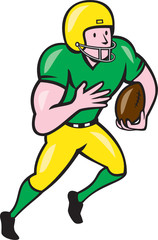 American Football Receiver Running Ball Cartoon