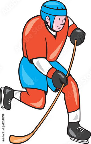 "Ice Hockey Player With Stick Cartoon" Stock image and royalty-free