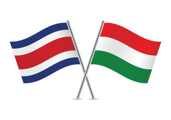 Hungarian and Costa Rican flags. Vector illustration.