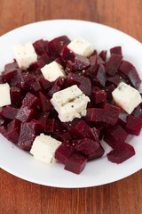 salad beet with cheese on plate