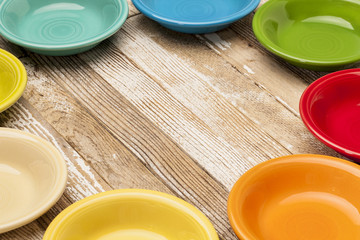 old wood and color bowls