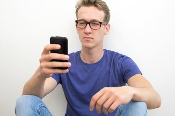 young man on the phone