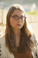 Young Beautiful Girl Fashion Portrait With Glasses