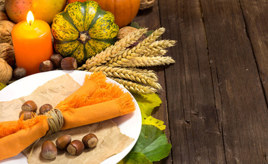 Rustic autumn table setting
