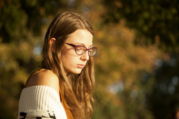 Young Beautiful Girl Fashion Portrait With Glasses