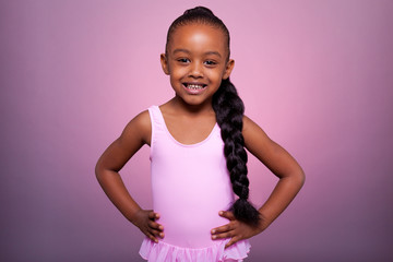 Cute little African American girl dancing - 71341949