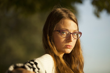 Young Beautiful Girl Fashion Portrait With Glasses