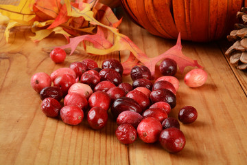 Cranberries on a holiday set