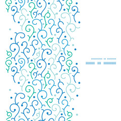 Vector blue abstract swirls vertical frame seamless pattern