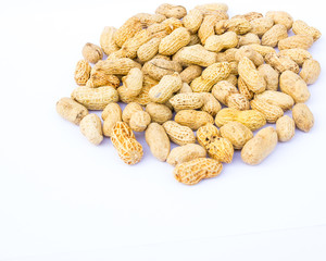 Peanuts on white background