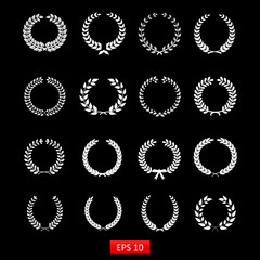 Set of white wreaths: wheat circular laurel heraldry reward achi
