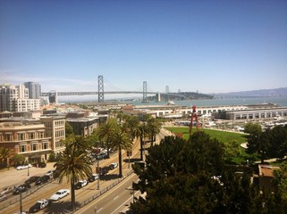 view of bay bridge from San Francisco's AT&T Park