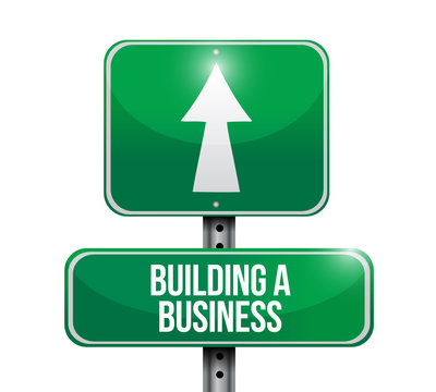 building a business ahead sign illustration