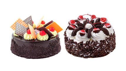 Chocolate cake isolated on white background