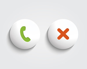 Obraz premium Vector answer the call, cancel the call signs on buttons or circ
