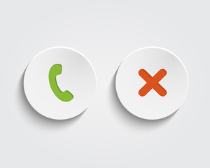 Obraz premium Vector answer the call, cancel the call signs on buttons or circ