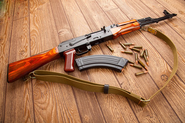 Kalashnikov assault rifles with ammunition