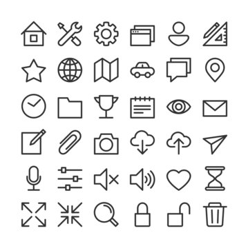 Apps user interface  basic simple icons set