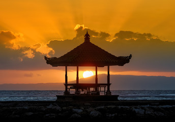 sunset in bali beach