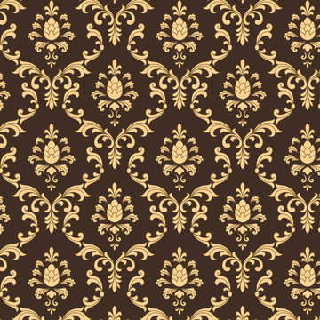 Brown And Gold Damask Pattern