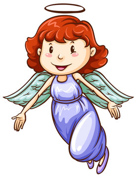 A simple coloured drawing of an angel