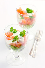 Smoked salmon and cucumber appetizer