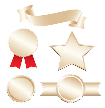 Golden ribbon and blank awards and star