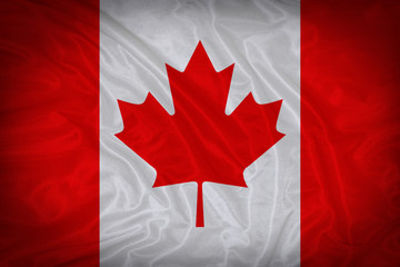 Canada flag pattern on the fabric texture ,vintage style