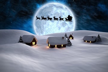 Composite image of house with snow on roof