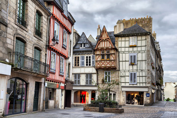 Obraz premium Old traditional houses in the historic part of Quimper, Brittany, France