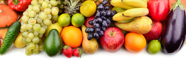Fototapeta na wymiar fresh fruits and vegetables isolated on white