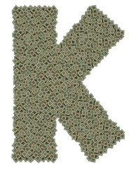 letter K made of old and dirty microprocessors