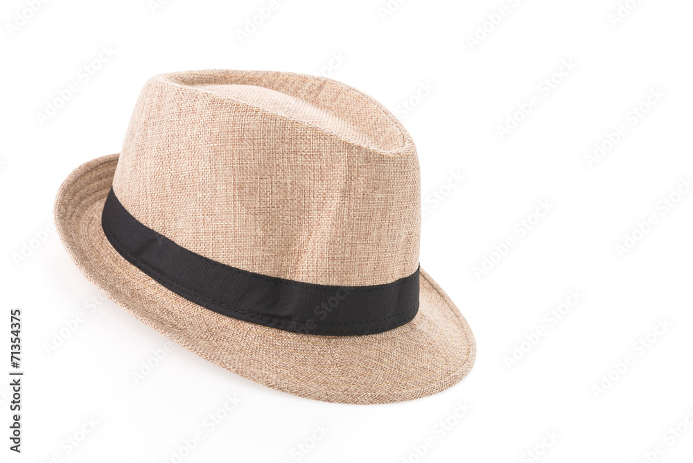 Wall mural Straw hat isolated on white background