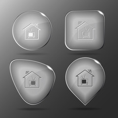 Home TV. Glass buttons. Vector illustration.