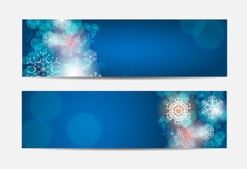 Fototapeta na wymiar Christmas Snowflakes Website Banner and Card Background Vector I