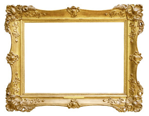 Gold vintage frame isolated on white background