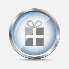 Gift Glossy Icon Vector Illustration