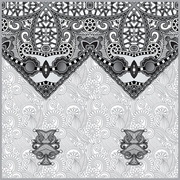 grey oriental decorative template for greeting card in a folk st