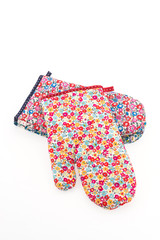 Flower mitten oven glover isolated on white background