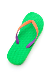 Green flip flop isolated on white background