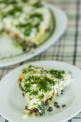 layered salad with mushrooms