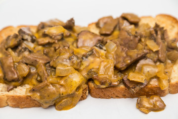 Open Faced Beef and Onion Sandwich with Cheese