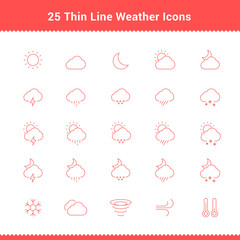 Set of Thin Line Stroke Weather Icons