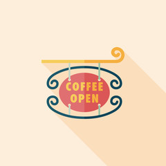 Coffee shop signs flat icon with long shadow,eps10