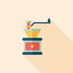 grinding coffee machine flat icon with long shadow,eps10