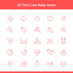 Set of Thin Line Stroke Baby Icon