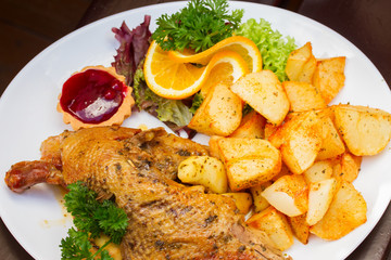 polish national dish - duck with apples and potato
